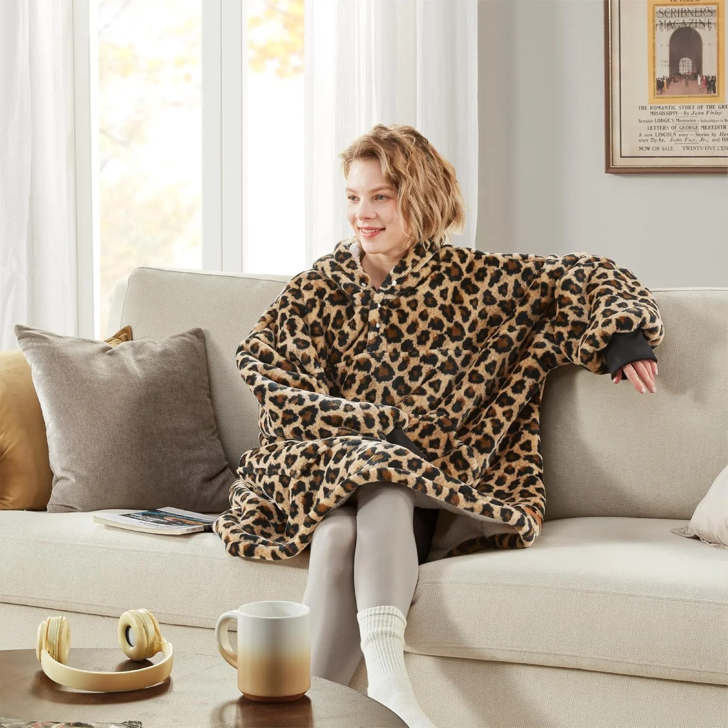 Degrees of Comfort Wearable Blanket Hoodie for Adults Women & Men - Cozy Warm, One Size Fits All
