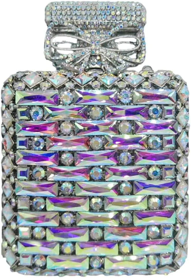 DJBM Women Elegant Perfume Bottle Clutch Bag Twinkling Rhinestone Evening Handbag for Wedding Banquet