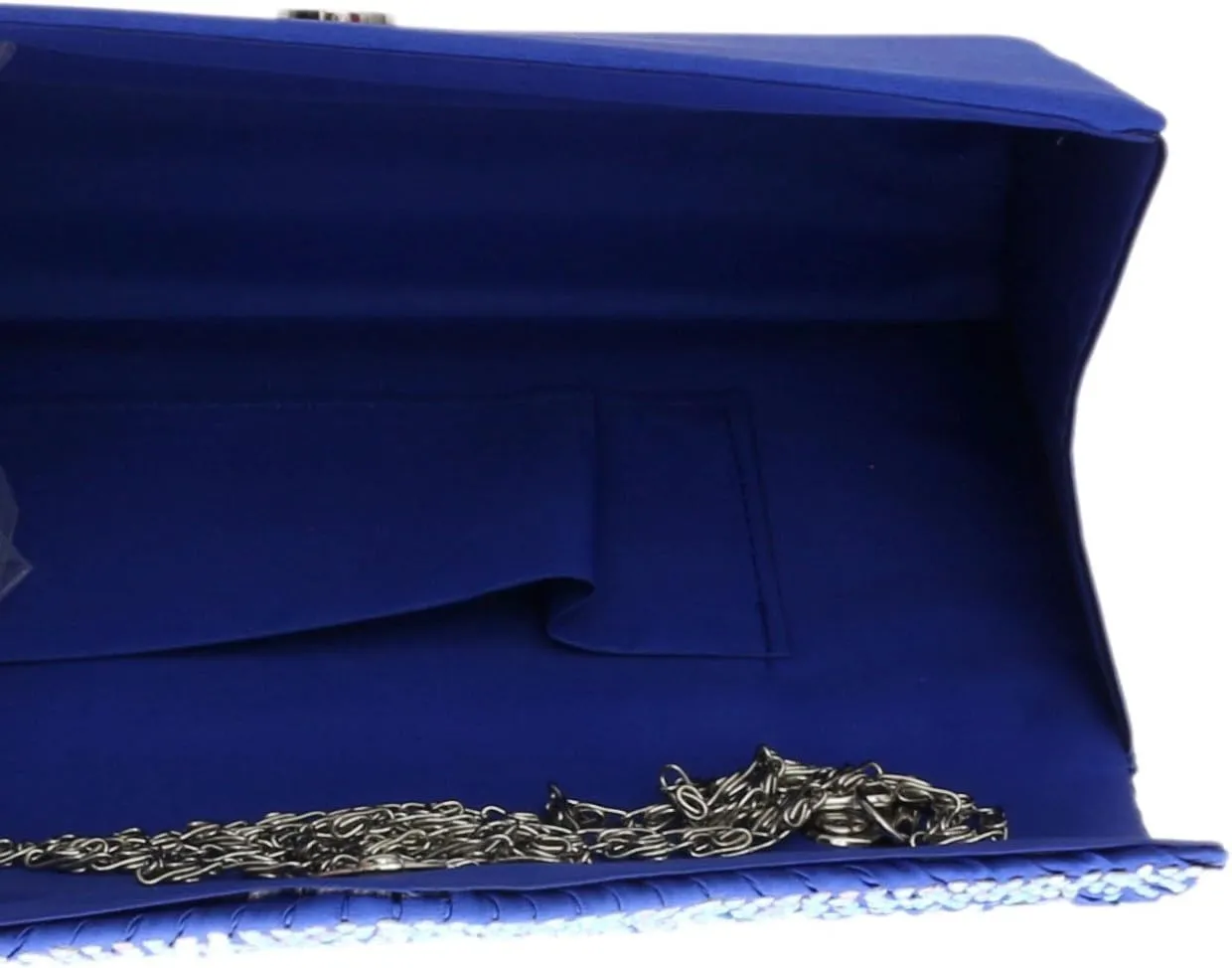 Girly HandBags Pleated Satin Clutch Bag Diamante Shoulder Chain Elegant Prom Wedding Evening