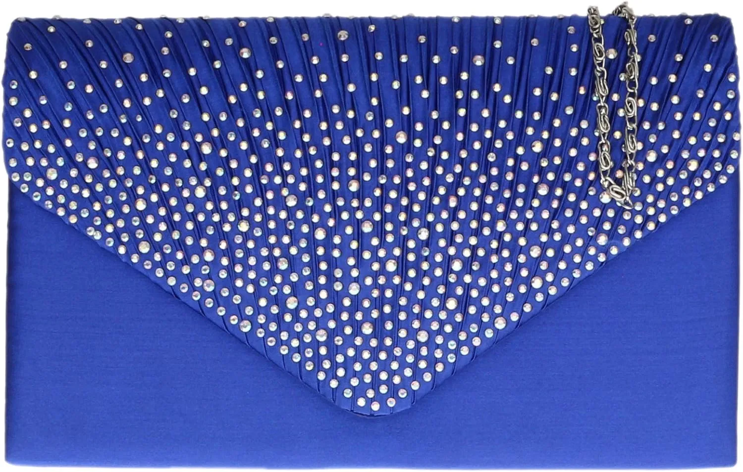 Girly HandBags Pleated Satin Clutch Bag Diamante Shoulder Chain Elegant Prom Wedding Evening
