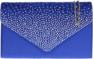 Girly HandBags Pleated Satin Clutch Bag Diamante Shoulder Chain Elegant Prom Wedding Evening