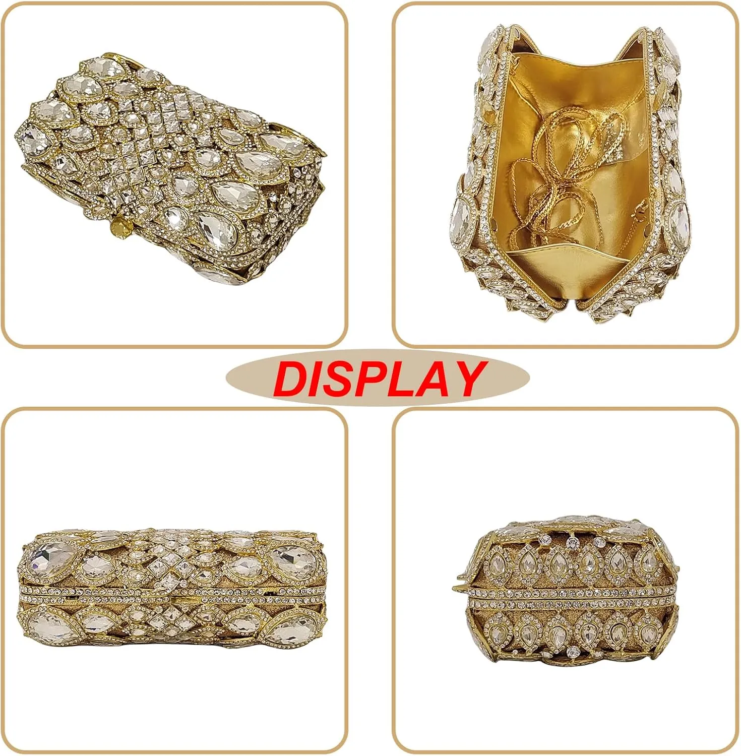 HUANG ZHUANG Elegant Crystal Clutch Women Sparkling Big Rhinestone Evening Bag Wedding Formal Party Handbag Banquet