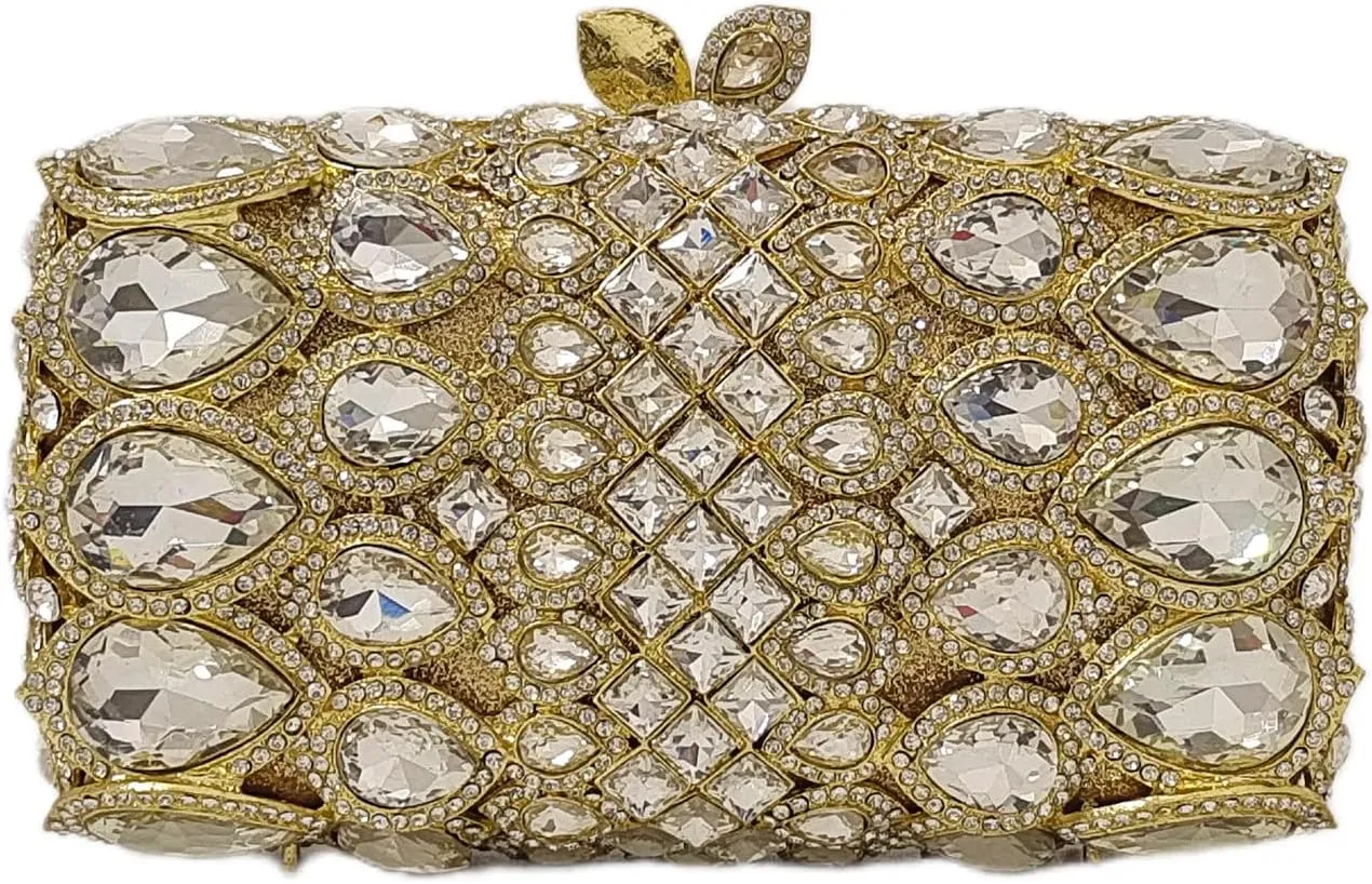 HUANG ZHUANG Elegant Crystal Clutch Women Sparkling Big Rhinestone Evening Bag Wedding Formal Party Handbag Banquet