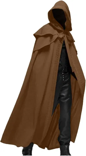 JIEMUXIU Cloak with Hood Men Knight Fancy Cosplay Medieval Costume Cape Party Retro Gothic Cloak Wizard Costume Men
