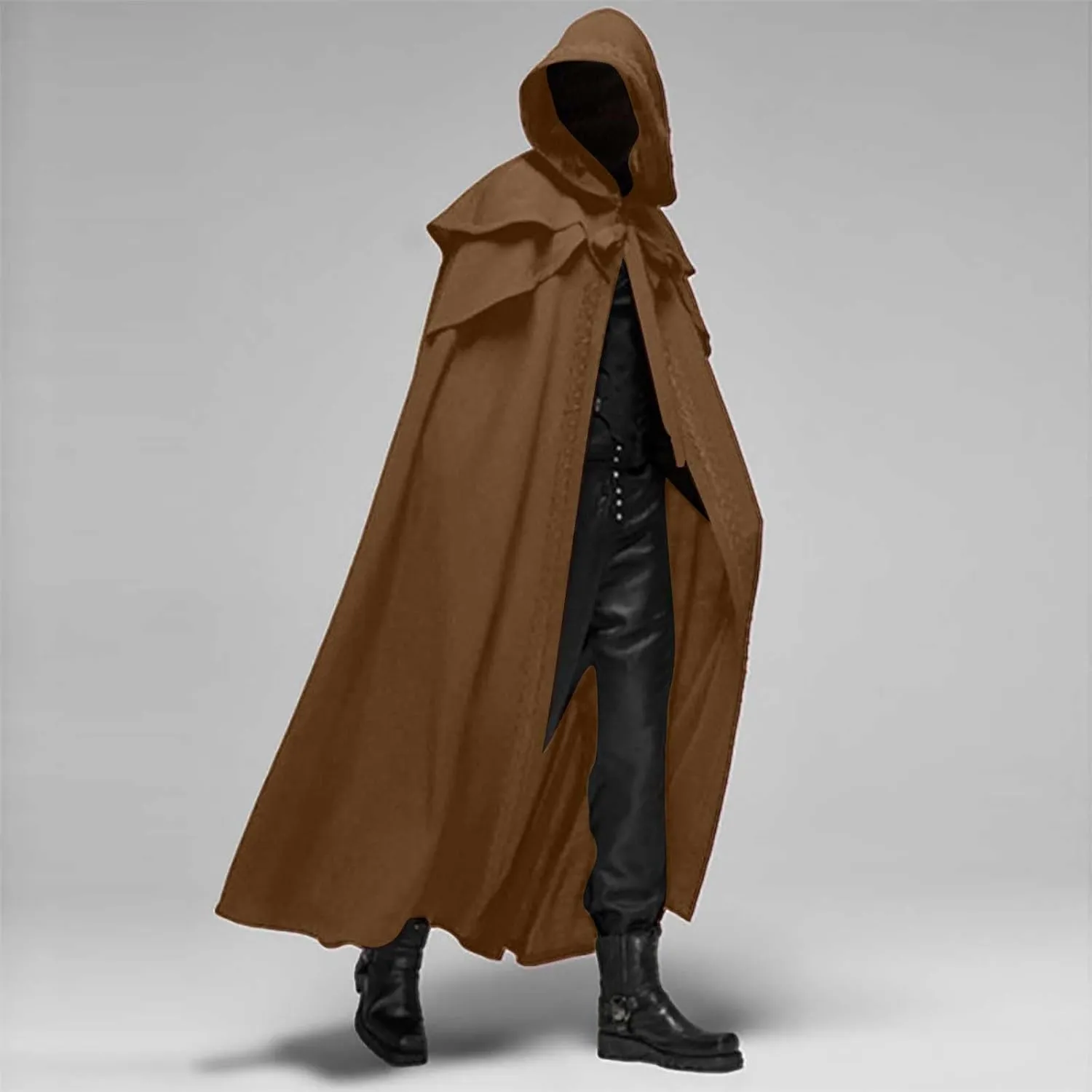JIEMUXIU Cloak with Hood Men Knight Fancy Cosplay Medieval Costume Cape Party Retro Gothic Cloak Wizard Costume Men
