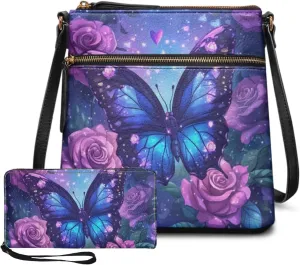 Leather Shoulder Bag for Women Crossbody 2 Pieces Crossbody Satchel Bags for Women Purses for Women