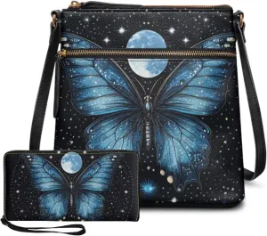 Leather Shoulder Bag for Women Crossbody 2 Pieces Crossbody Satchel Bags for Women Purses for Women
