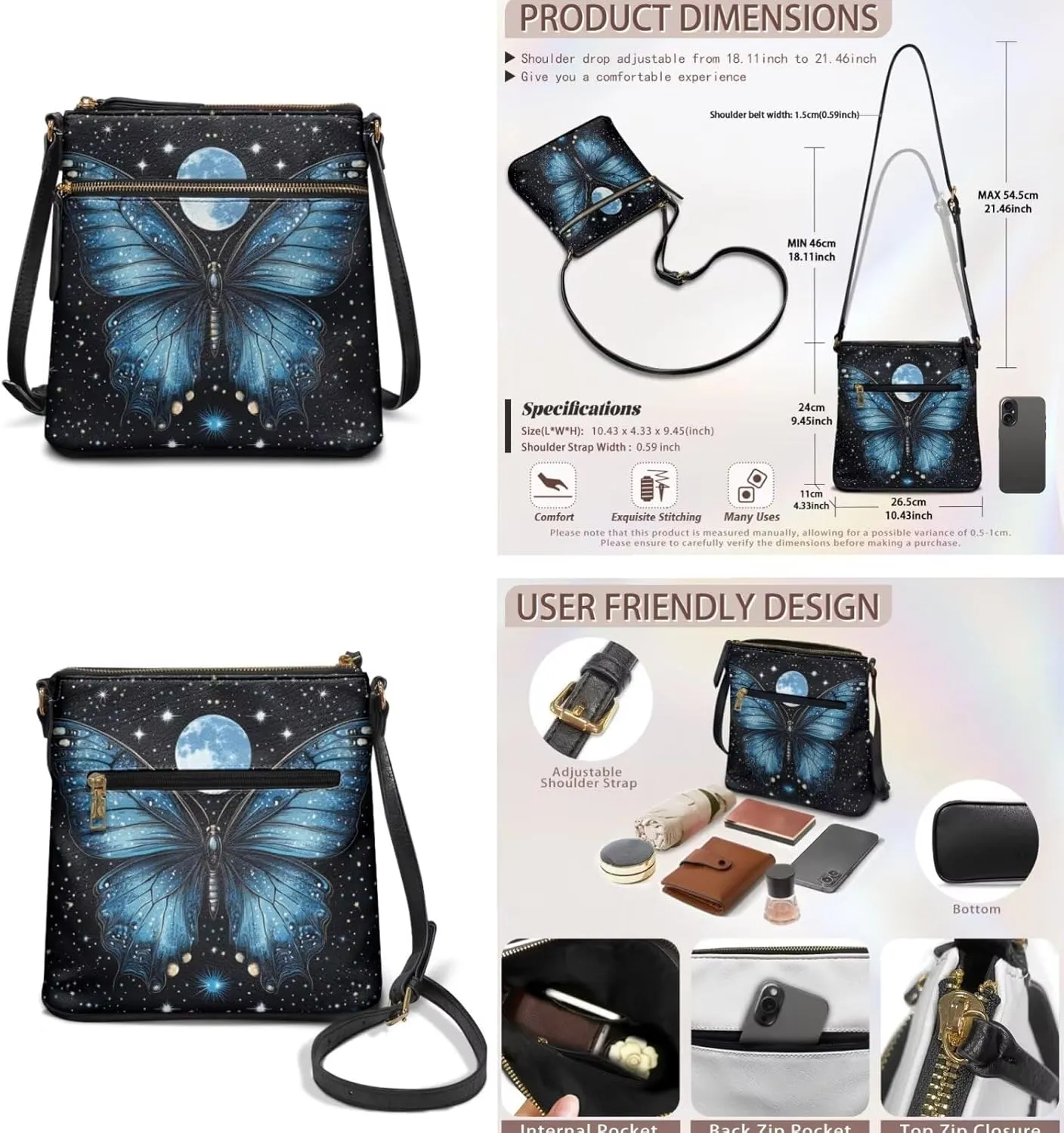 Leather Shoulder Bag for Women Crossbody 2 Pieces Crossbody Satchel Bags for Women Purses for Women