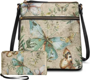 Leather Shoulder Bag for Women Crossbody 2 Pieces Crossbody Satchel Bags for Women Purses for Women