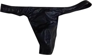 Mens Sexy G String Thongs PU Leather Bulge Pouch Hip Lift Underwear Low waist Elastic Panties Cut Out Bikini Briefs