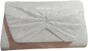 OYOANGLE Women's Metallic Chain Glitter Evening Handbag Banquet Elegant Clutch Purse