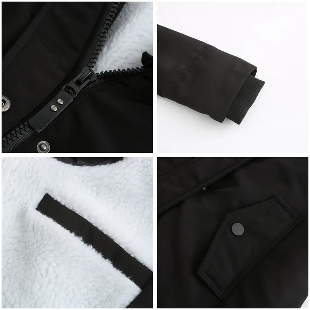 Parker Coat Lambswool Cotton Coat Women'S Thickened Padded Cotton Jacket Hooded Jacket