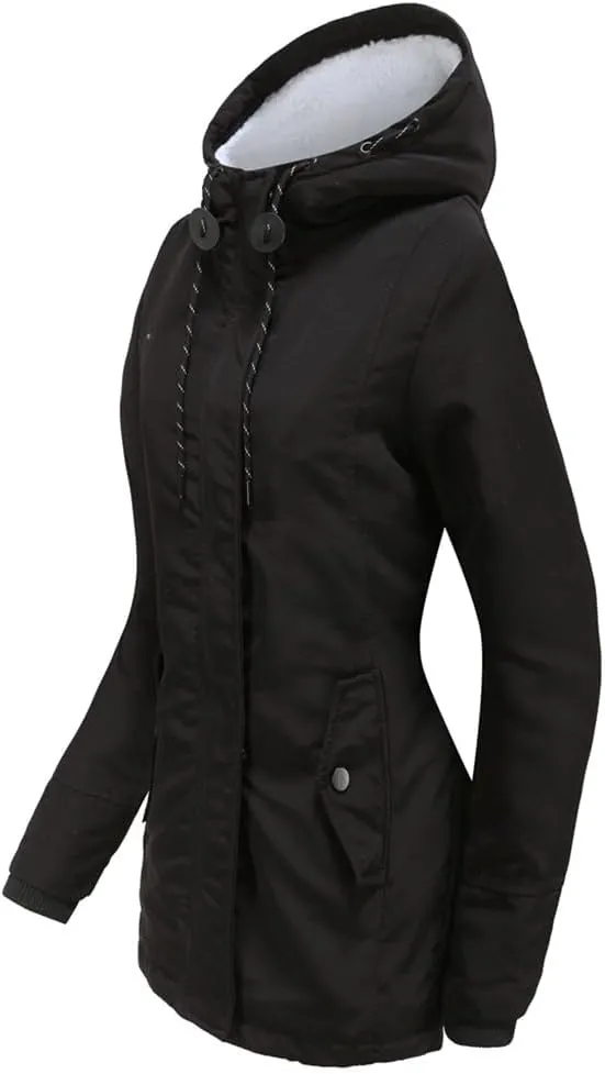 Parker Coat Lambswool Cotton Coat Women'S Thickened Padded Cotton Jacket Hooded Jacket