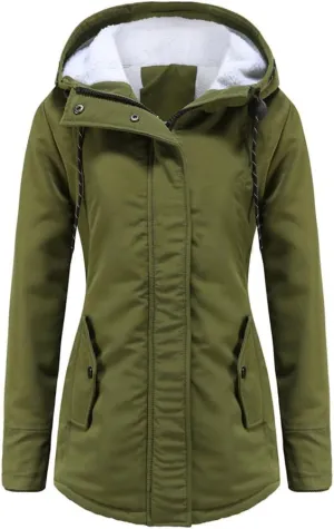 Parker Coat Lambswool Cotton Coat Women'S Thickened Padded Cotton Jacket Hooded Jacket