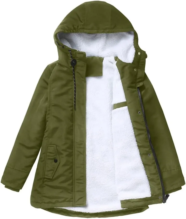 Parker Coat Lambswool Cotton Coat Women'S Thickened Padded Cotton Jacket Hooded Jacket