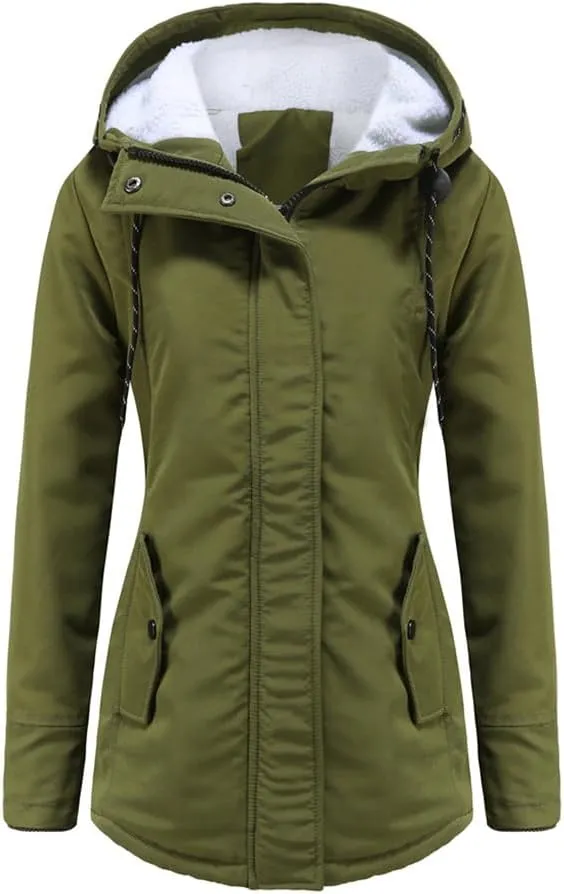 Parker Coat Lambswool Cotton Coat Women'S Thickened Padded Cotton Jacket Hooded Jacket