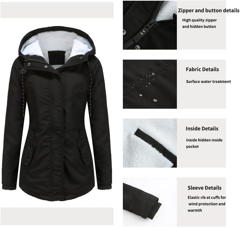 Parker Coat Lambswool Cotton Coat Women'S Thickened Padded Cotton Jacket Hooded Jacket