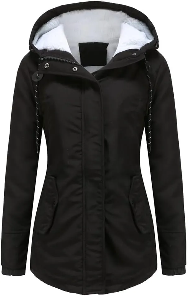 Parker Coat Lambswool Cotton Coat Women'S Thickened Padded Cotton Jacket Hooded Jacket