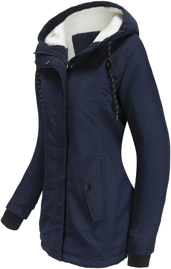 Parker Coat Lambswool Cotton Coat Women'S Thickened Padded Cotton Jacket Hooded Jacket