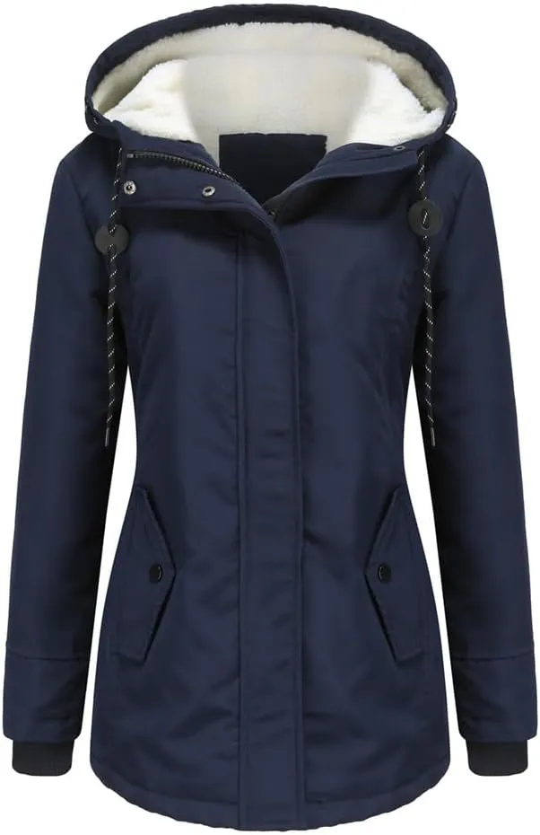 Parker Coat Lambswool Cotton Coat Women'S Thickened Padded Cotton Jacket Hooded Jacket