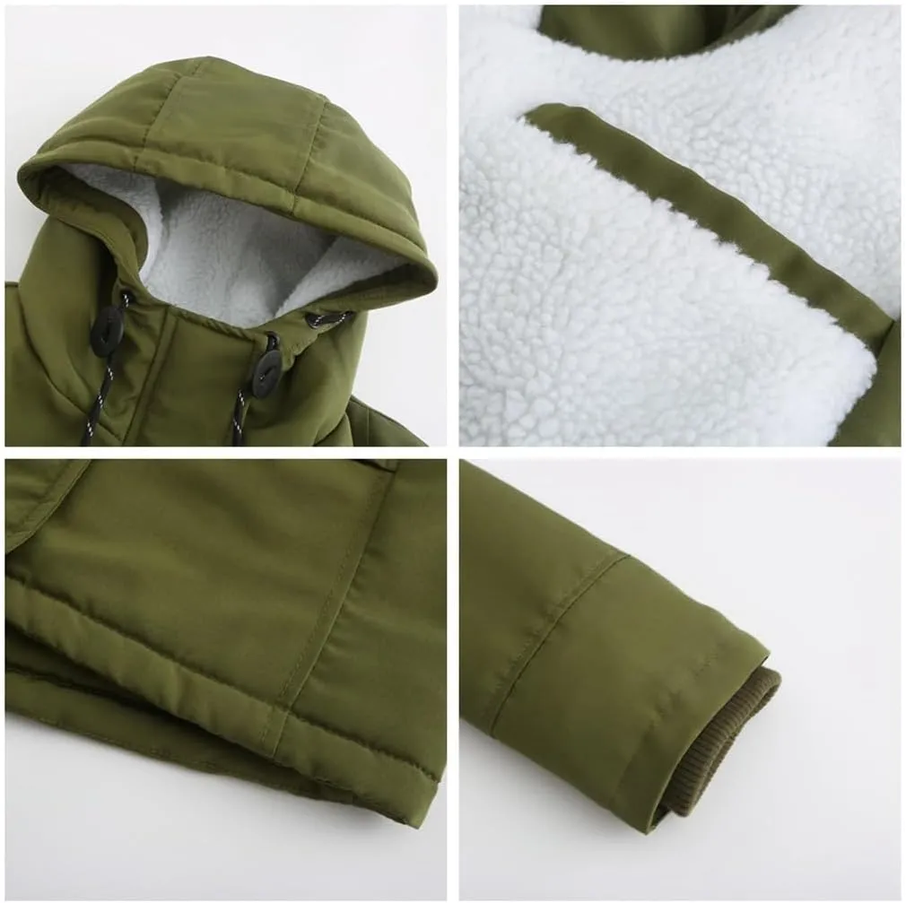 Parker Coat Lambswool Cotton Coat Women'S Thickened Padded Cotton Jacket Hooded Jacket
