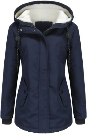 Parker Coat Lambswool Cotton Coat Women'S Thickened Padded Cotton Jacket Hooded Jacket
