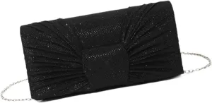 Pleated Glitter Clutch Elegant Shoulder Bag for Evening Events Street Dating