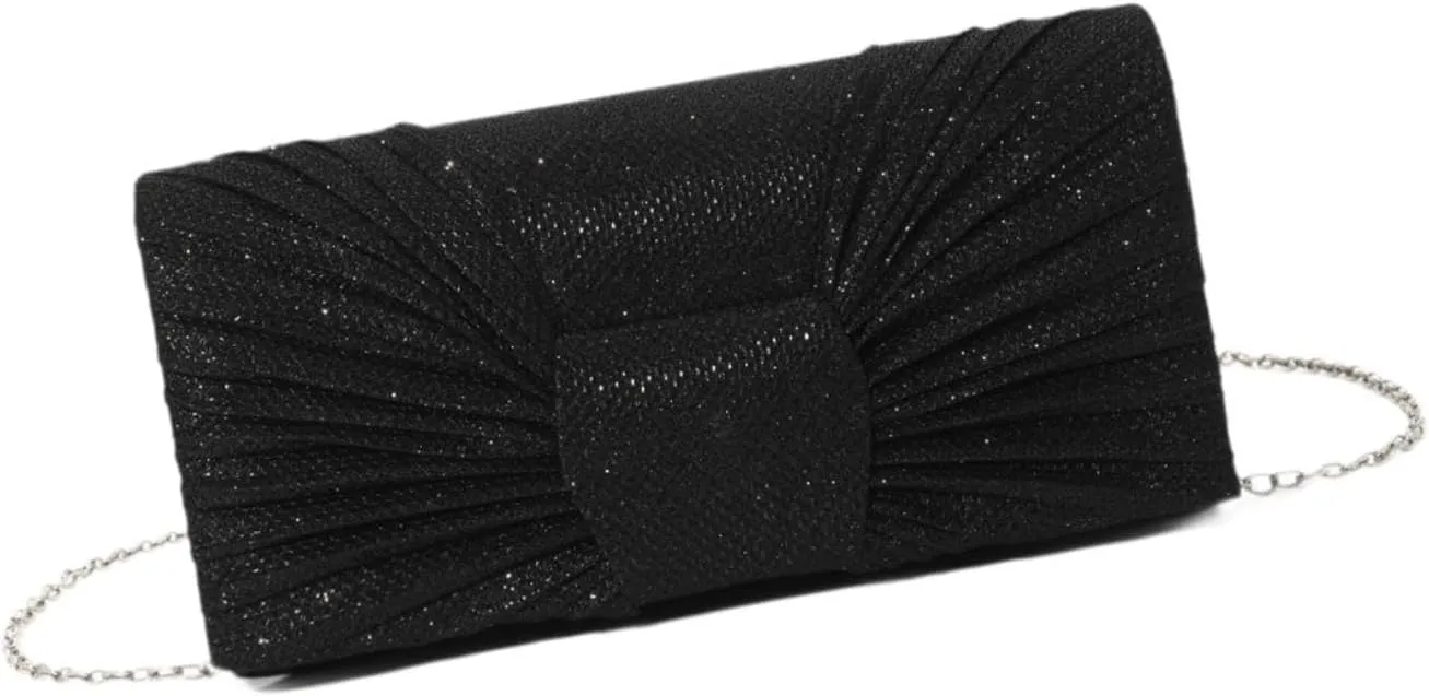 Pleated Glitter Clutch Elegant Shoulder Bag for Evening Events Street Dating