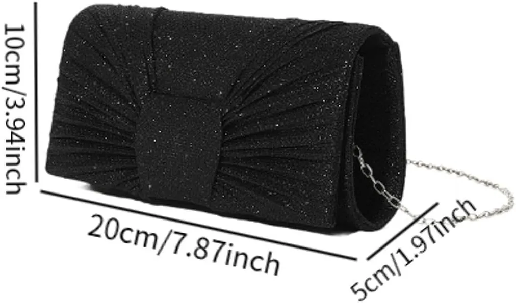 Pleated Glitter Clutch Elegant Shoulder Bag for Evening Events Street Dating