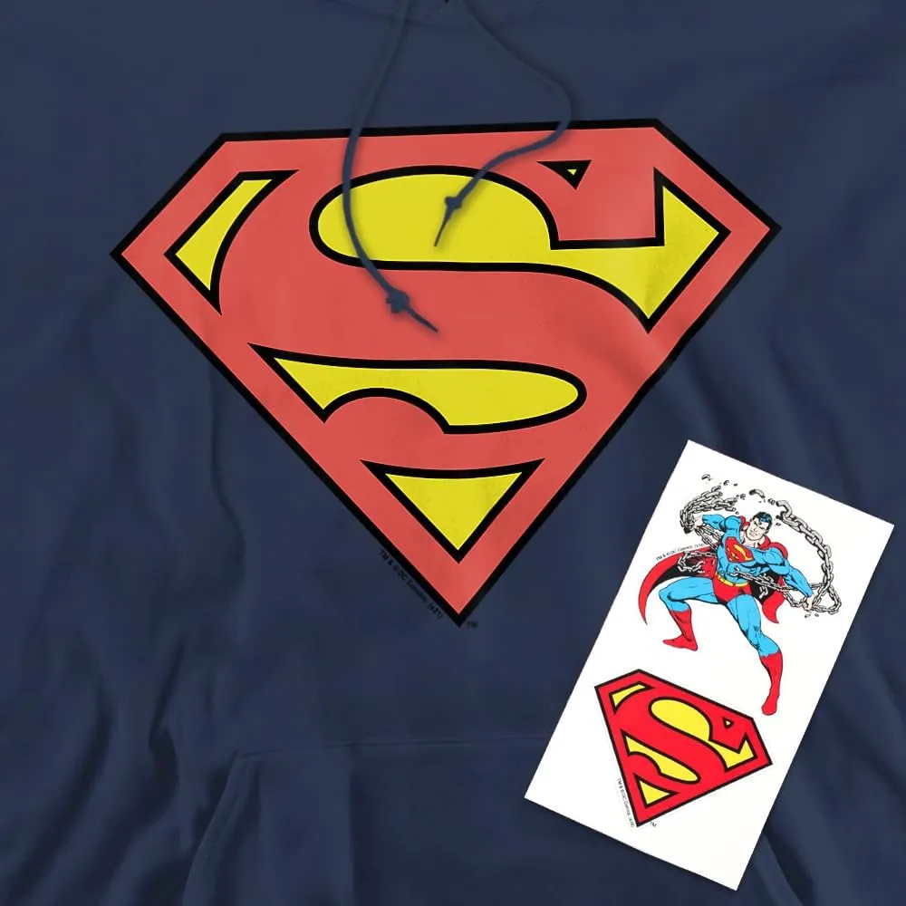 Popfunk Classic Superman Classic Logo Pull-Over Hoodie Sweatshirt