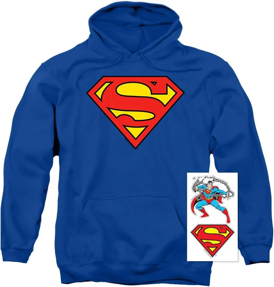 Popfunk Classic Superman Classic Logo Pull-Over Hoodie Sweatshirt