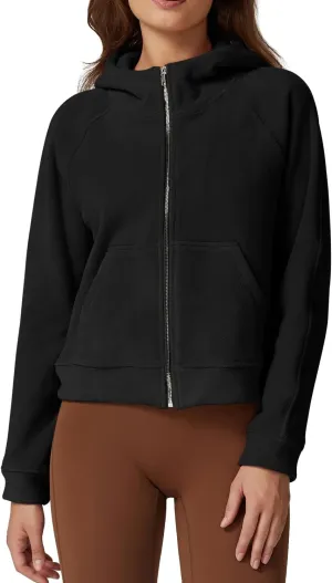 QINSEN Womens Full Zipper Hoodies Fleece Lined Collar Pullover Cozy Long Sleeve Sweatshirts