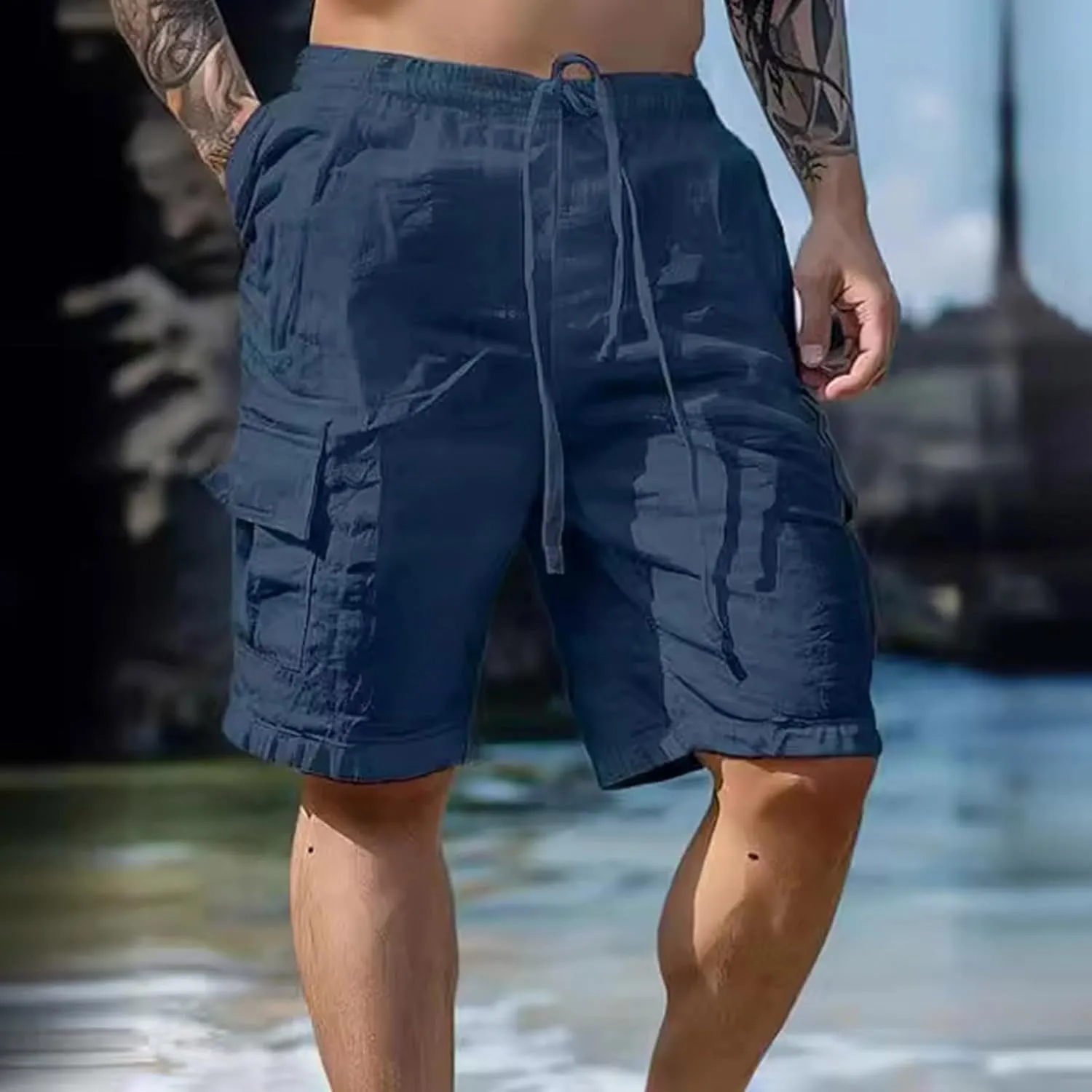 Running Shorts Men Slim-Fit Elastic Beach Shorts Gym Basketball Lightweight Classic Regular Activewear Pants
