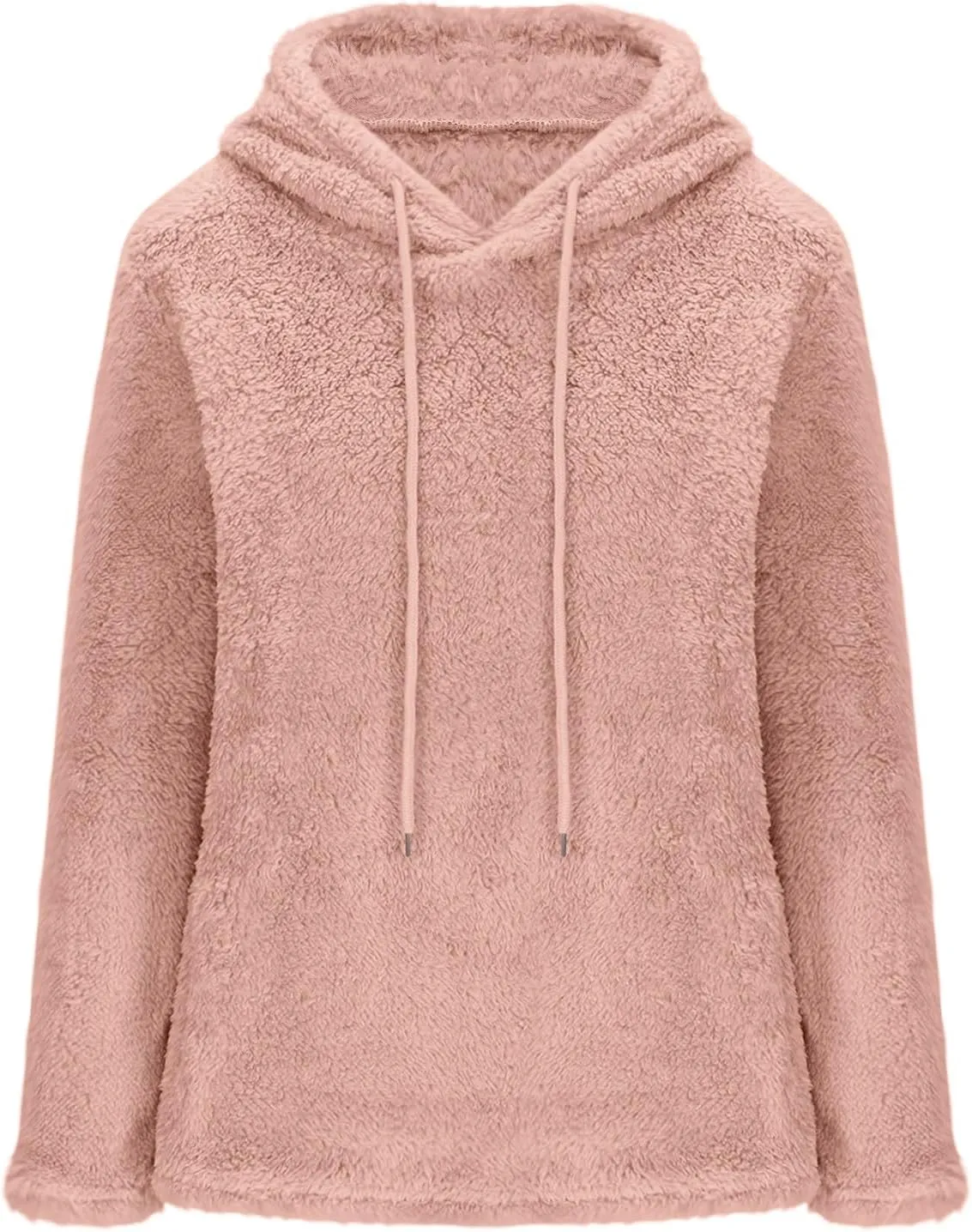 Women Sherpa Fleece Hoodies Oversized Sweatshirts Long Sleeve Drawstring Pullover Winter Soft Comfy Fuzzy Pajama Tops