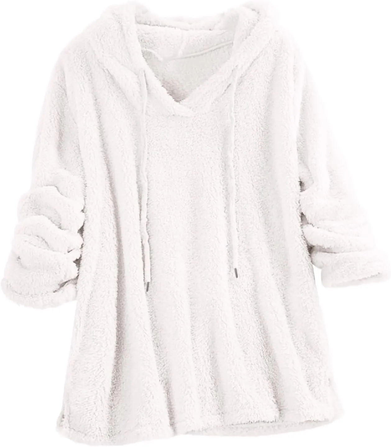 Women Sherpa Fleece Hoodies Oversized Sweatshirts Long Sleeve Drawstring Pullover Winter Soft Comfy Fuzzy Pajama Tops