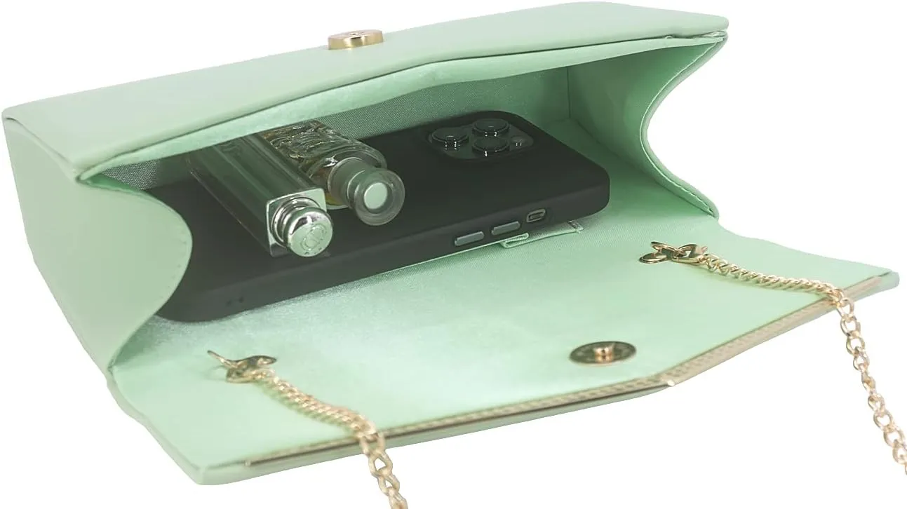 Womens Evening Handbag Vegan Leather Ladies Envelope Clutch Classic Elegant Purse Bags