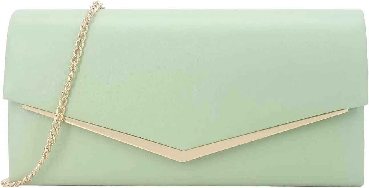 Womens Evening Handbag Vegan Leather Ladies Envelope Clutch Classic Elegant Purse Bags