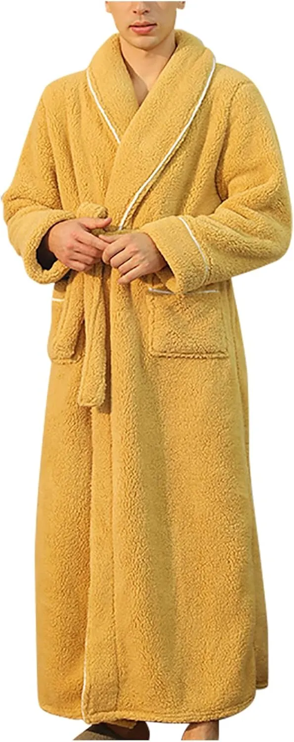 Women's Long Plush Fleece Bathrobe - Fall Winter Kimono Full Length Pajama Robe - Soft Fluffy Shower Robe