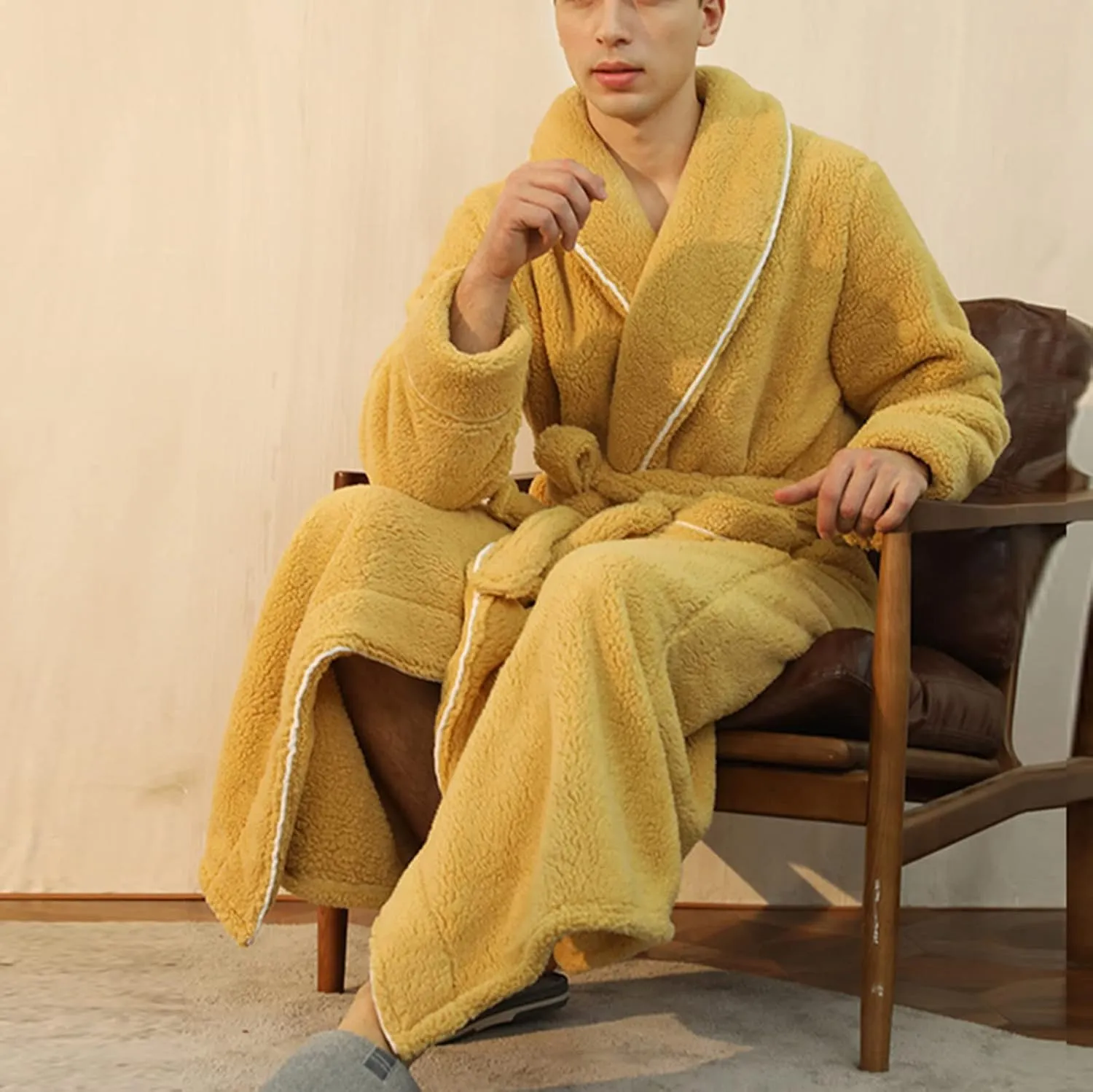 Women's Long Plush Fleece Bathrobe - Fall Winter Kimono Full Length Pajama Robe - Soft Fluffy Shower Robe